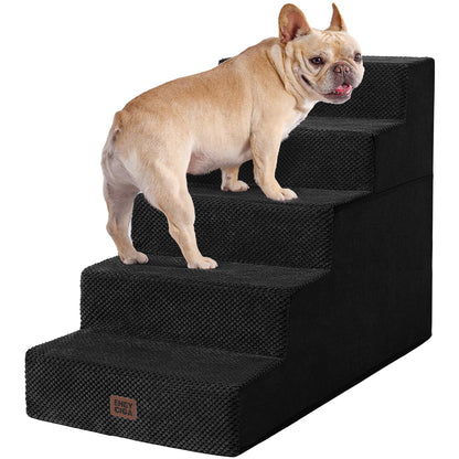 Extra Wide Dog Stairs Ramp for Bed & Couch, 3–5 Steps