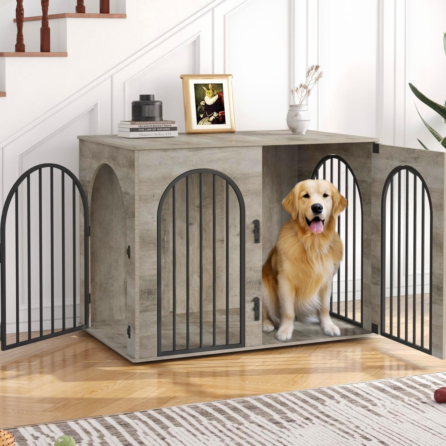 Wooden Dog Crate Furniture Kennel End Table for Dogs