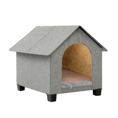 Elevated Foldable Dog House with Removable Plush Mat