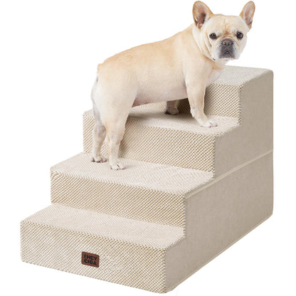 Extra Wide Dog Stairs Ramp for Bed & Couch, 3–5 Steps