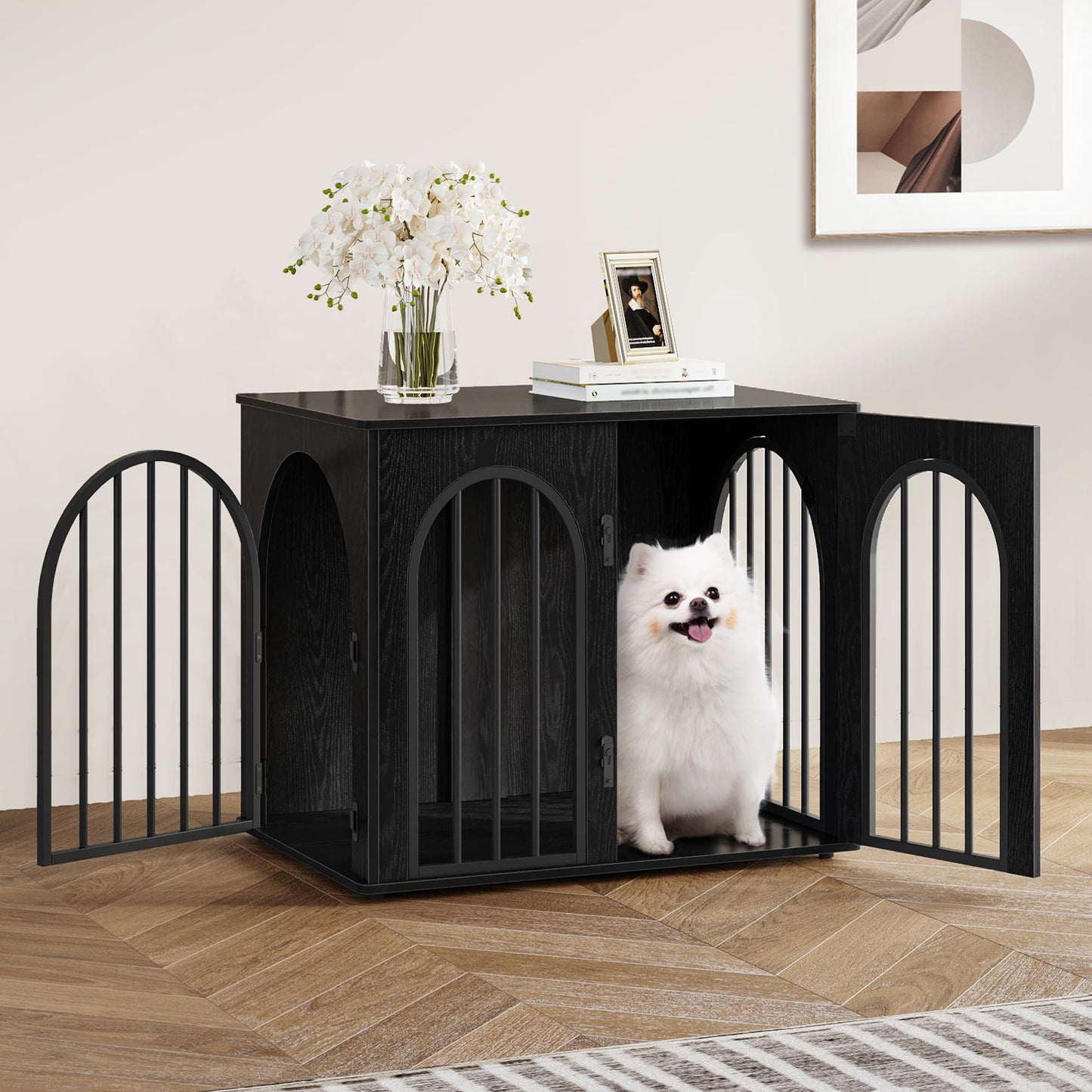Wooden Dog Crate Furniture Kennel End Table for Dogs