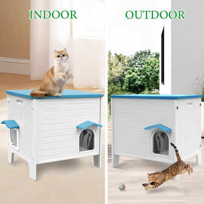 Weatherproof Outdoor Cat House with Escape Door & Waterproof Shelter