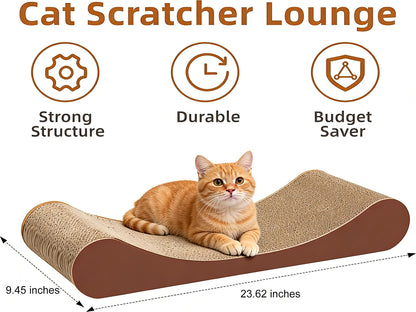 2-in-1 Cardboard Cat Scratcher Lounge Bed & Scratching Pad