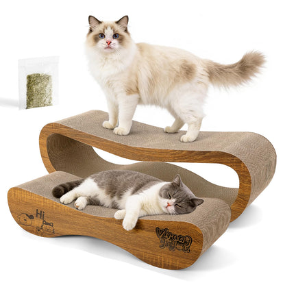 2-in-1 Cat Scratcher Lounge with Corrugated Cardboard Boards