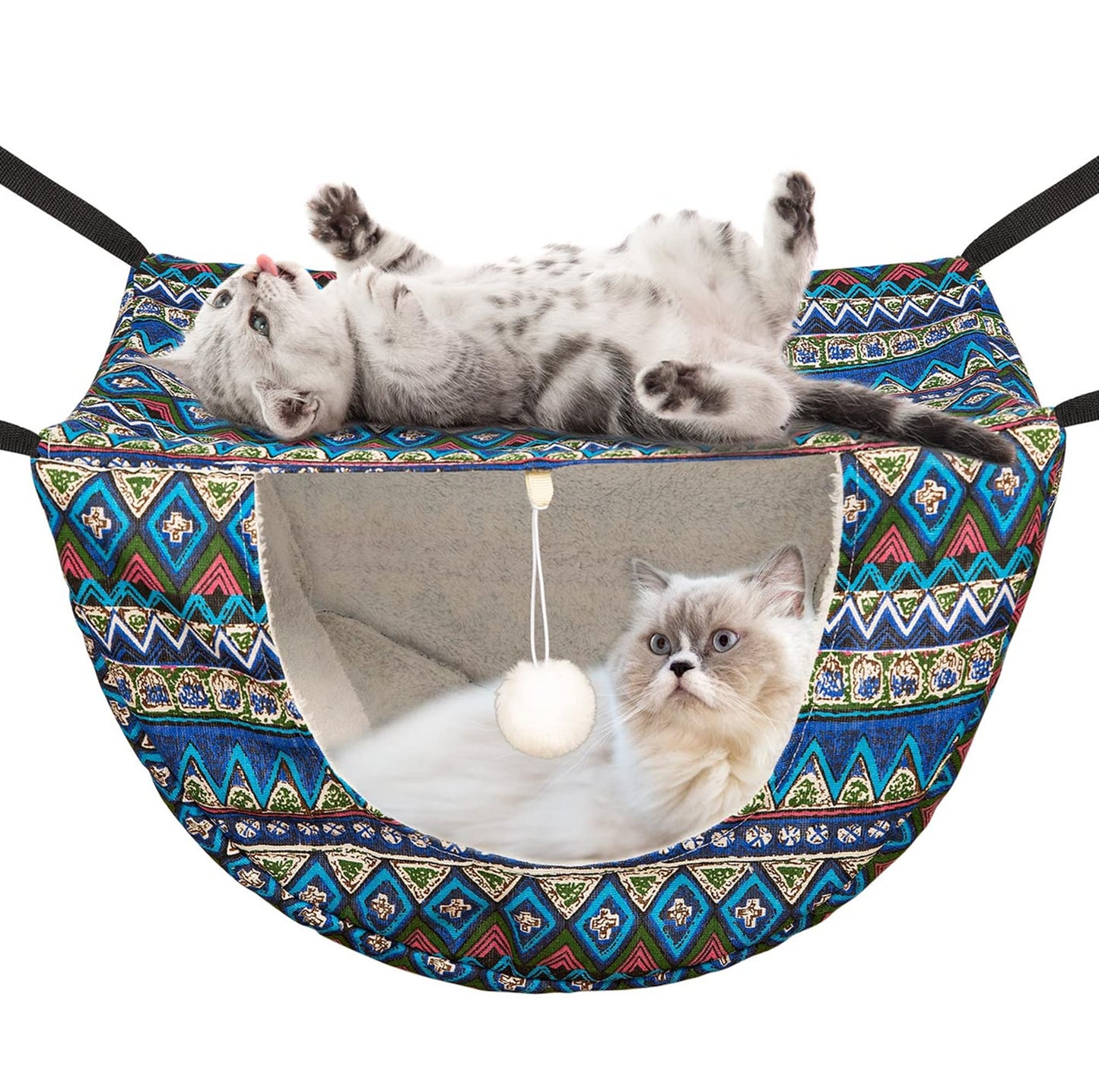 Double Layer Hanging Cat Cage Hammock Bed with Adjustable Straps