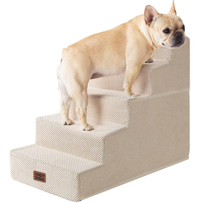 Extra Wide Dog Stairs Ramp for Bed & Couch, 3–5 Steps
