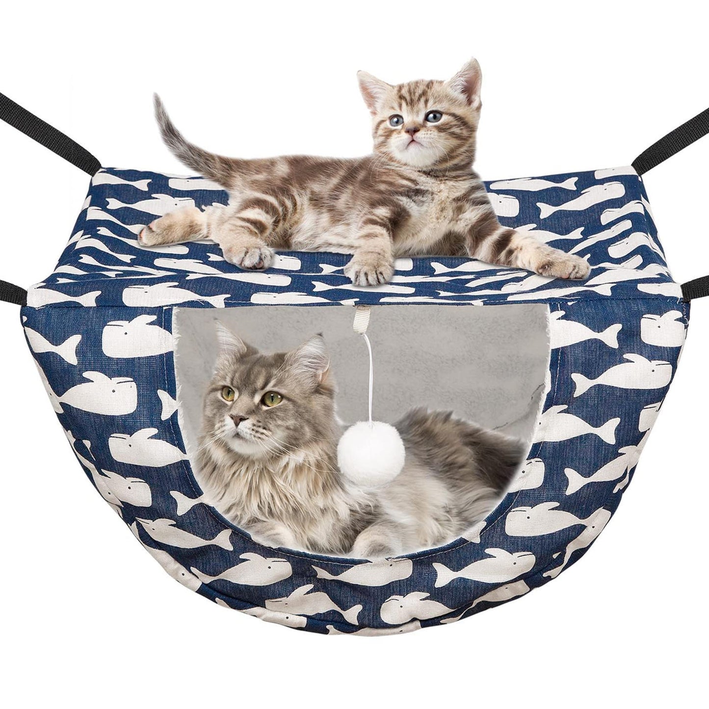 Double Layer Hanging Cat Cage Hammock Bed with Adjustable Straps