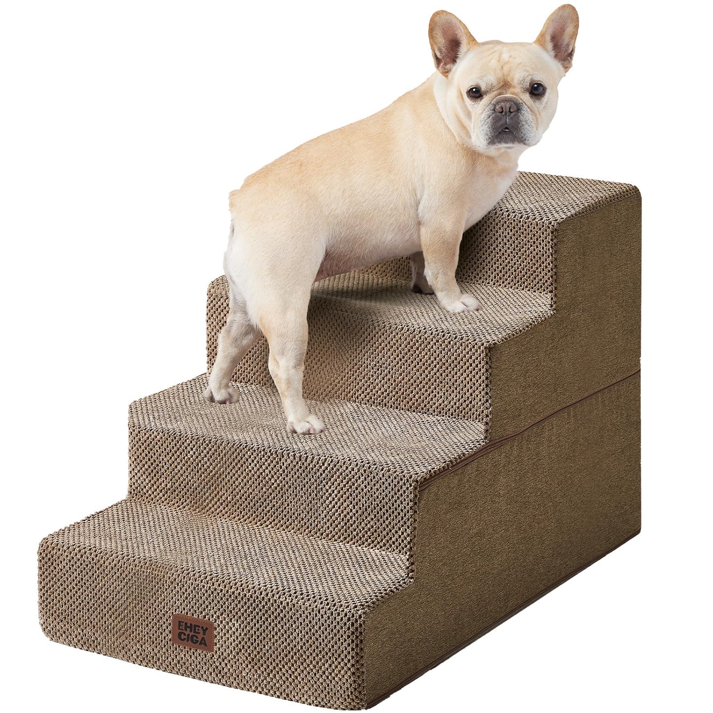 Extra Wide Dog Stairs Ramp for Bed & Couch, 3–5 Steps