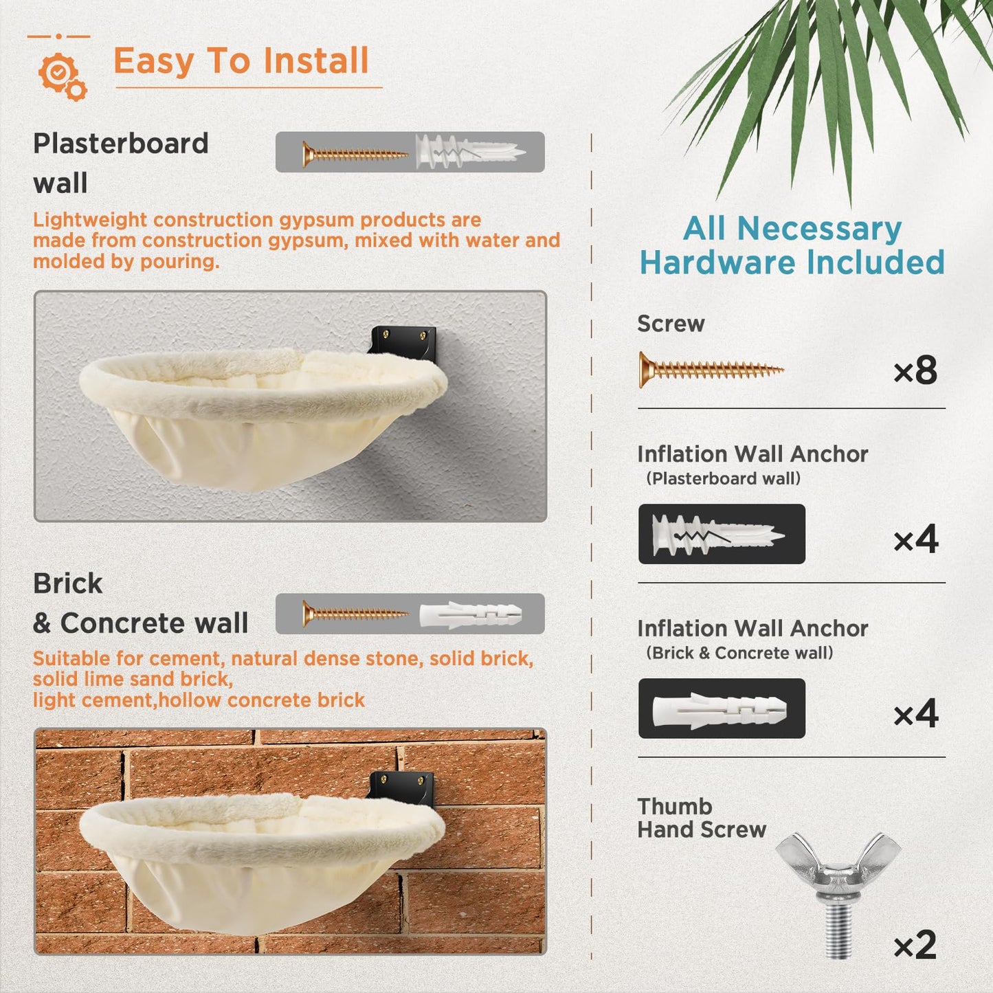 Wall Mounted Cat Hammock Bed Foldable Shelf for Indoor Cats