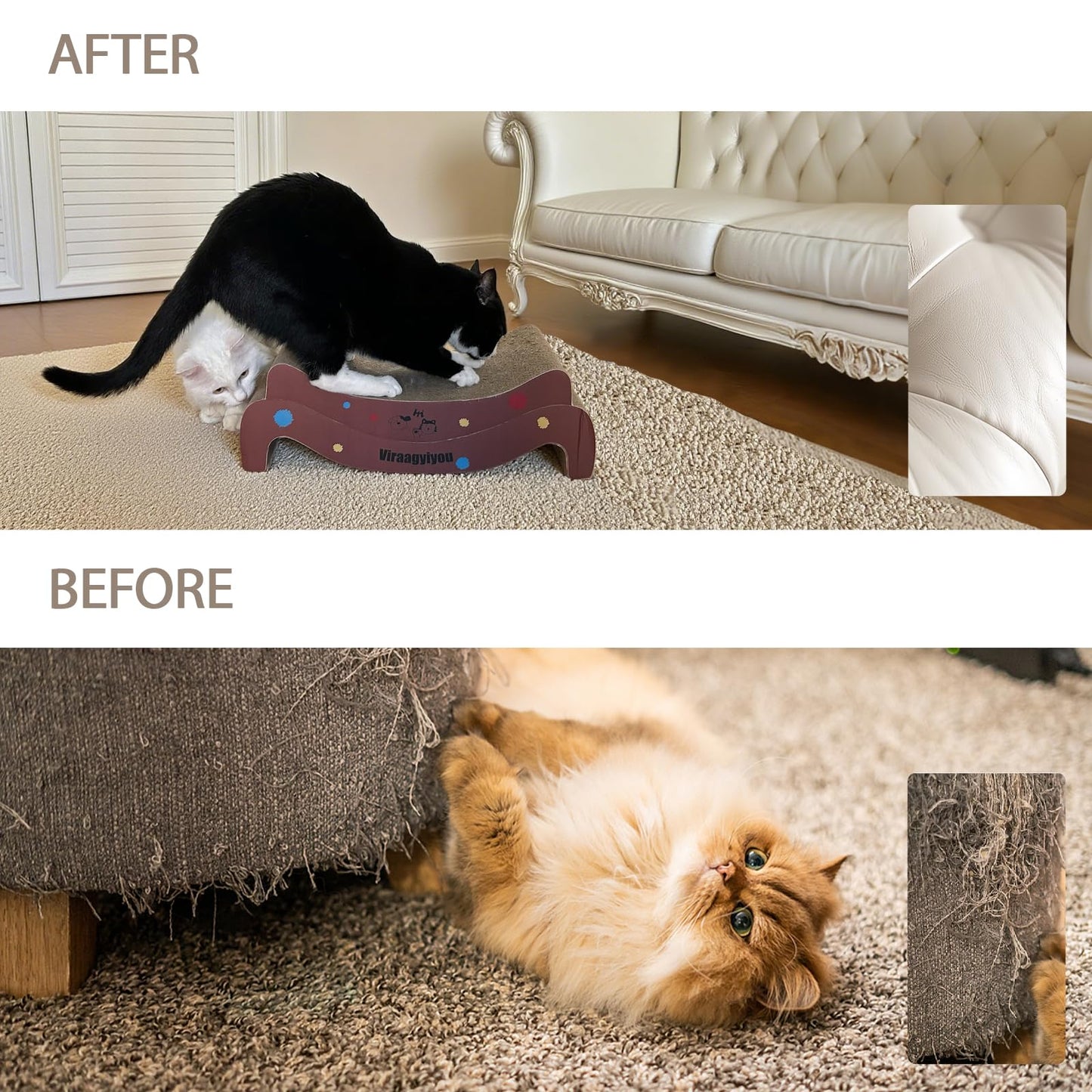 2-in-1 Cat Scratcher Lounge with Corrugated Cardboard Boards