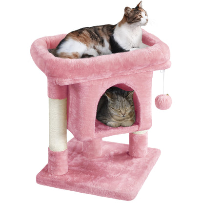 23.5" Cat Tree Tower with Condo & Sisal Scratching Posts for Kittens