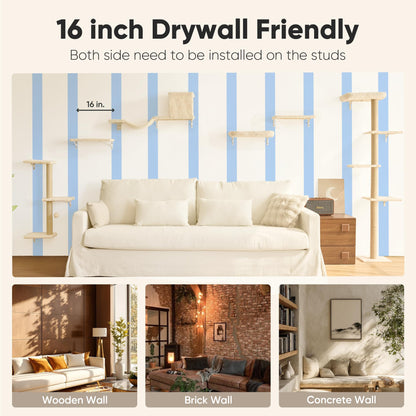 4-in-1 Cat Wall Climber Set with Bridge, Bed & Scratching Post