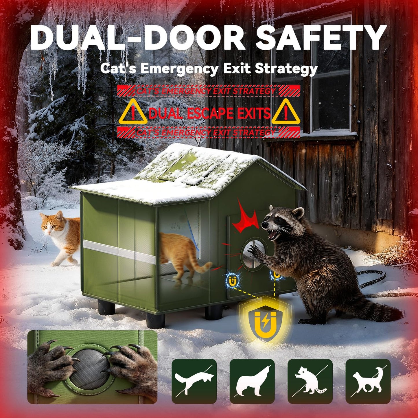 Heated Outdoor Cat Shelter with Roof Window & Weatherproof Design