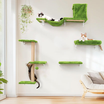4-in-1 Cat Wall Climber Set with Bridge, Bed & Scratching Post
