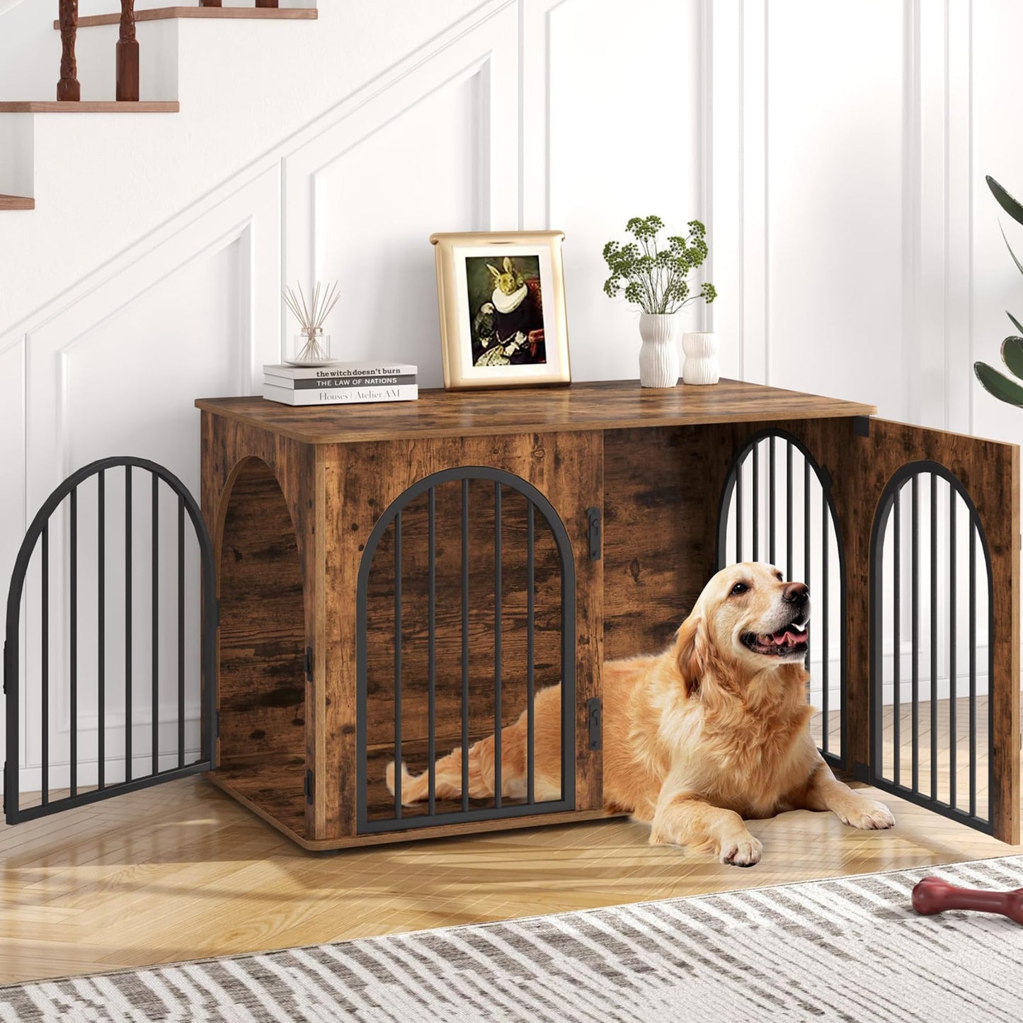 Wooden Dog Crate Furniture Kennel End Table for Dogs