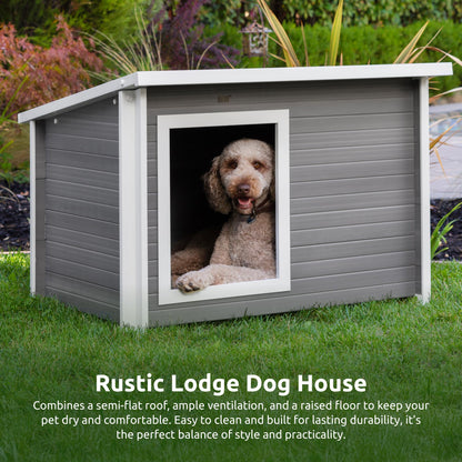 ECOFLEX Rustic Lodge Dog House with Weatherproof Outdoor Design