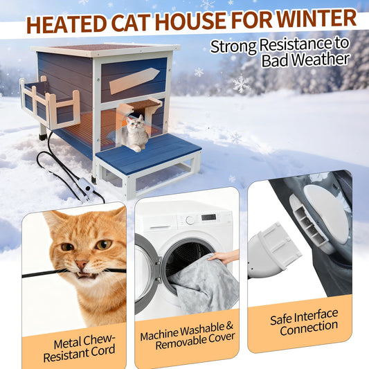 Weatherproof Outdoor Cat House with Escape Door & Wooden Shelter