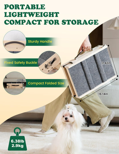 Foldable Adjustable Dog Ramp with Non-Slip Carpet for Couch