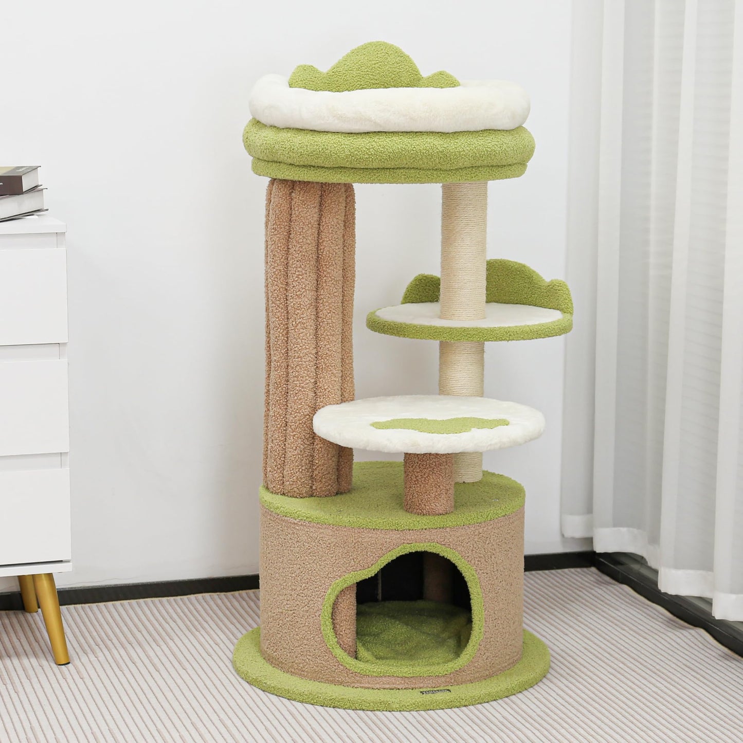 90.5" Tall Cat Tree Tower with Condo, Plush Platforms & Scratching Board
