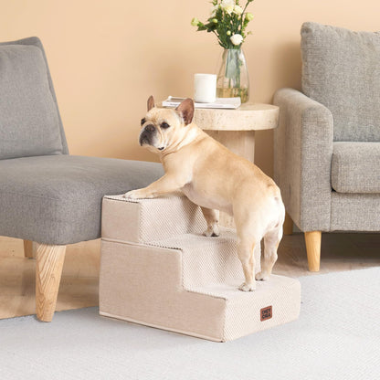 Extra Wide Dog Stairs Ramp for Bed & Couch, 3–5 Steps