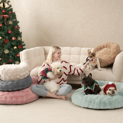 Fluffy Faux Fur Pet Sofa Bed with Waterproof Washable Cover