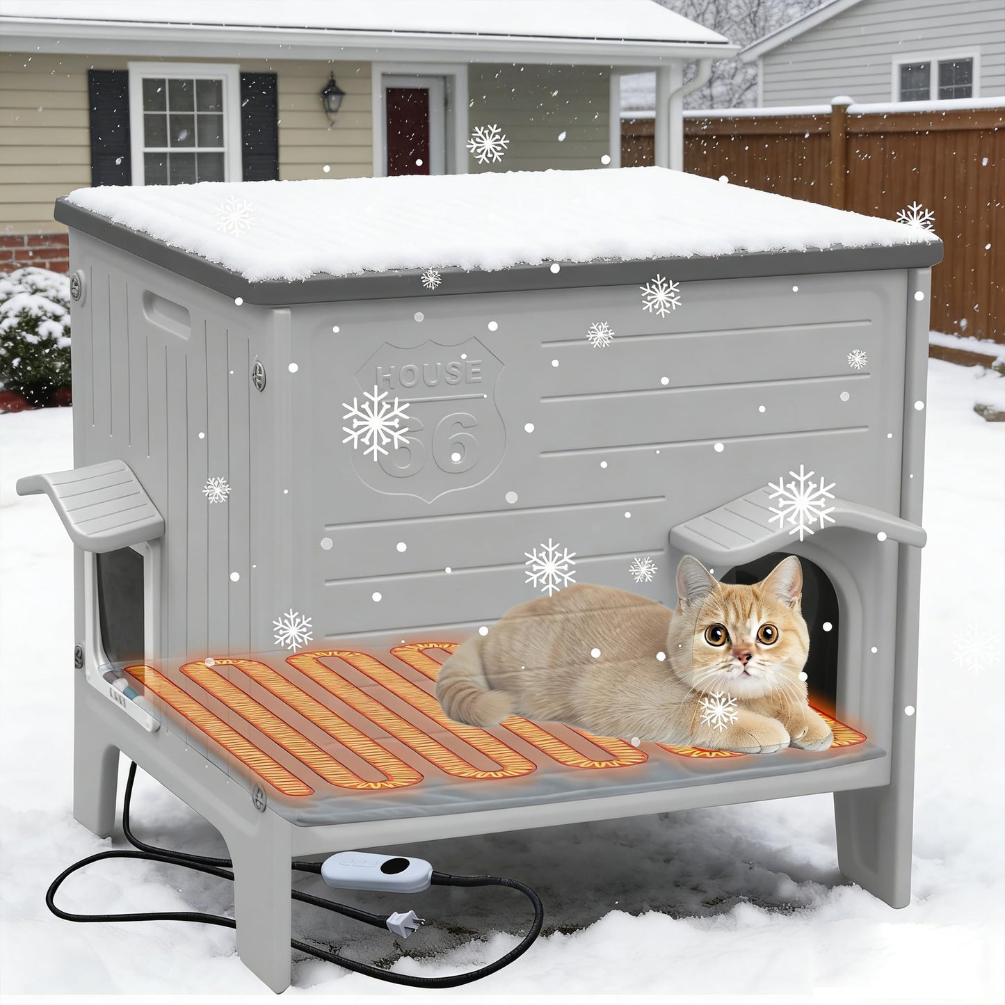 Weatherproof Outdoor Cat House with Escape Door & Waterproof Shelter