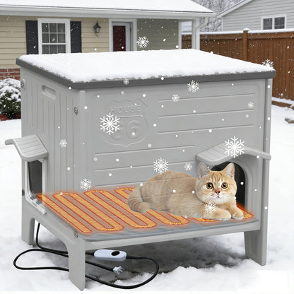 Weatherproof Outdoor Cat House with Escape Door & Waterproof Shelter