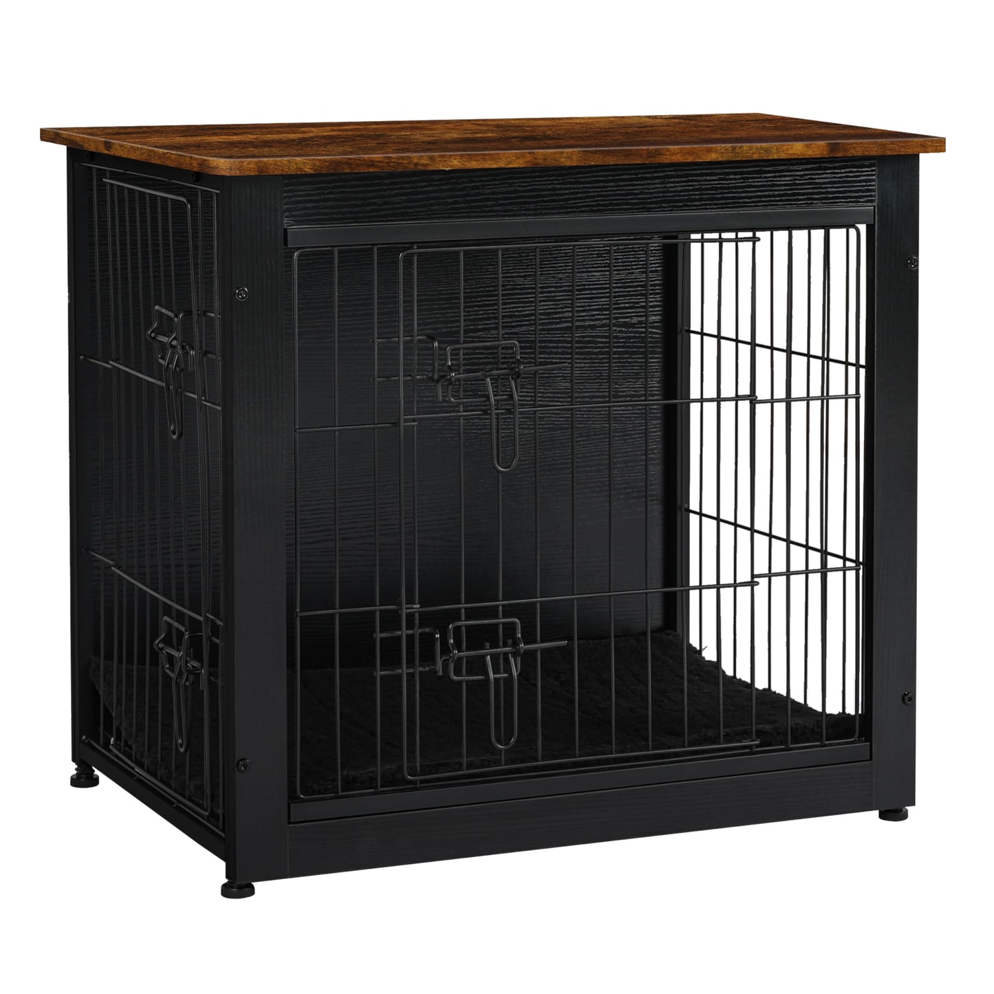 Wooden Dog Crate Furniture with Cushion & Double Doors