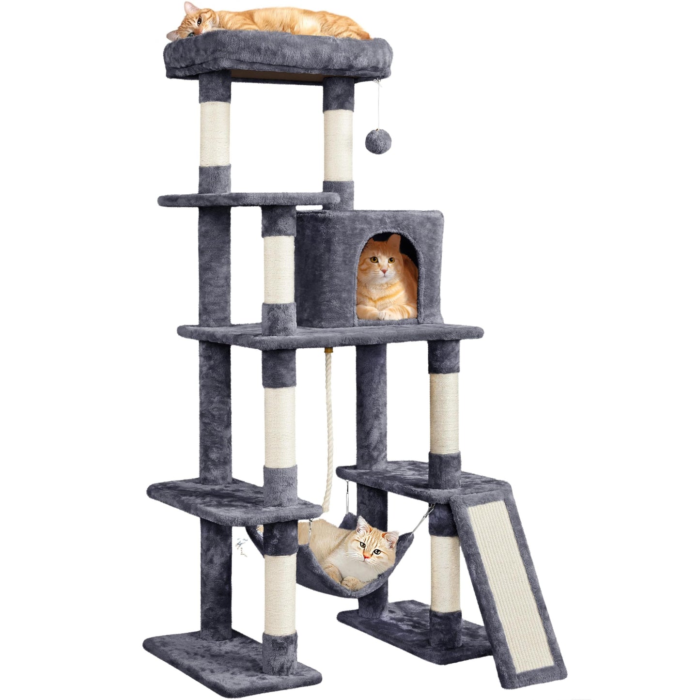 Large Multi-Level Cat Tree Tower with Condo, Hammock & Scratching Posts