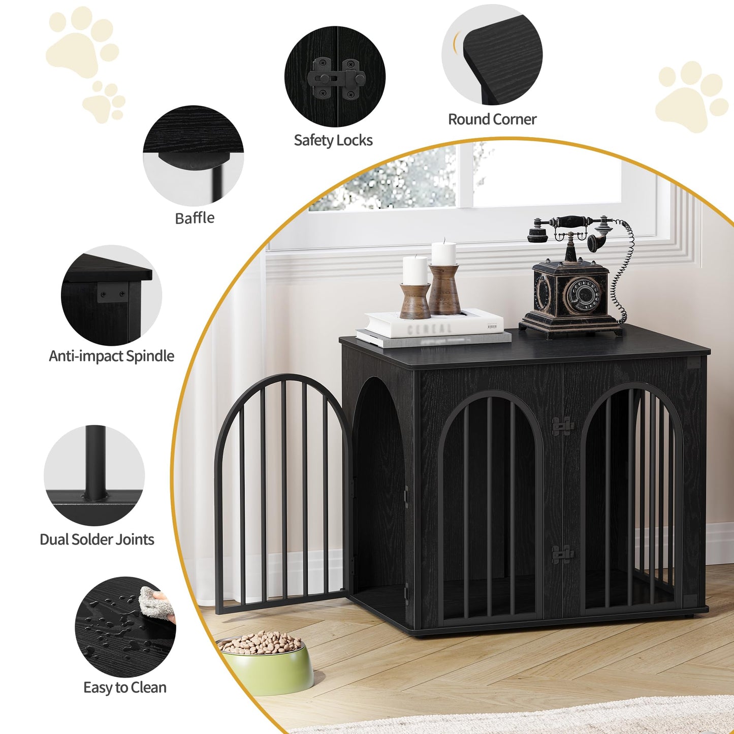 Wooden Dog Crate Furniture Kennel End Table for Dogs