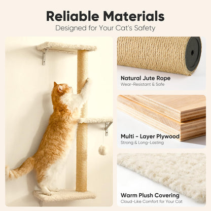 4-in-1 Cat Wall Climber Set with Bridge, Bed & Scratching Post