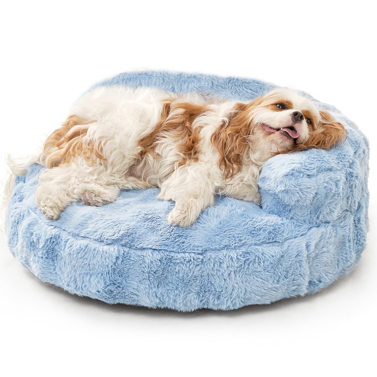 Fluffy Faux Fur Pet Sofa Bed with Waterproof Washable Cover