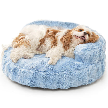 Fluffy Faux Fur Pet Sofa Bed with Waterproof Washable Cover