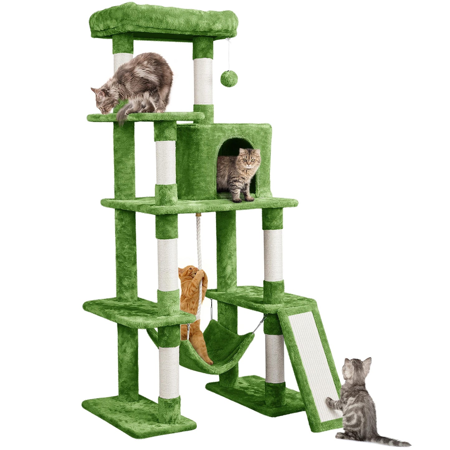 Large Multi-Level Cat Tree Tower with Condo, Hammock & Scratching Posts