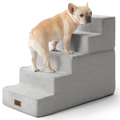 Extra Wide Dog Stairs Ramp for Bed & Couch, 3–5 Steps