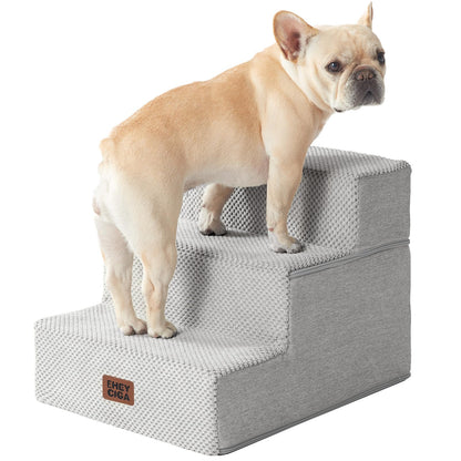 Extra Wide Dog Stairs Ramp for Bed & Couch, 3–5 Steps
