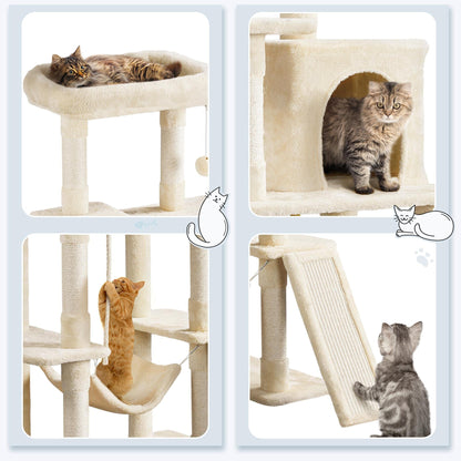 Large Multi-Level Cat Tree Tower with Condo, Hammock & Scratching Posts