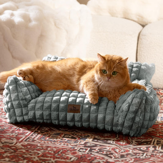 blunique Pet Couch,Cute Couch Bed for Cat with Cozy Faux Fur
