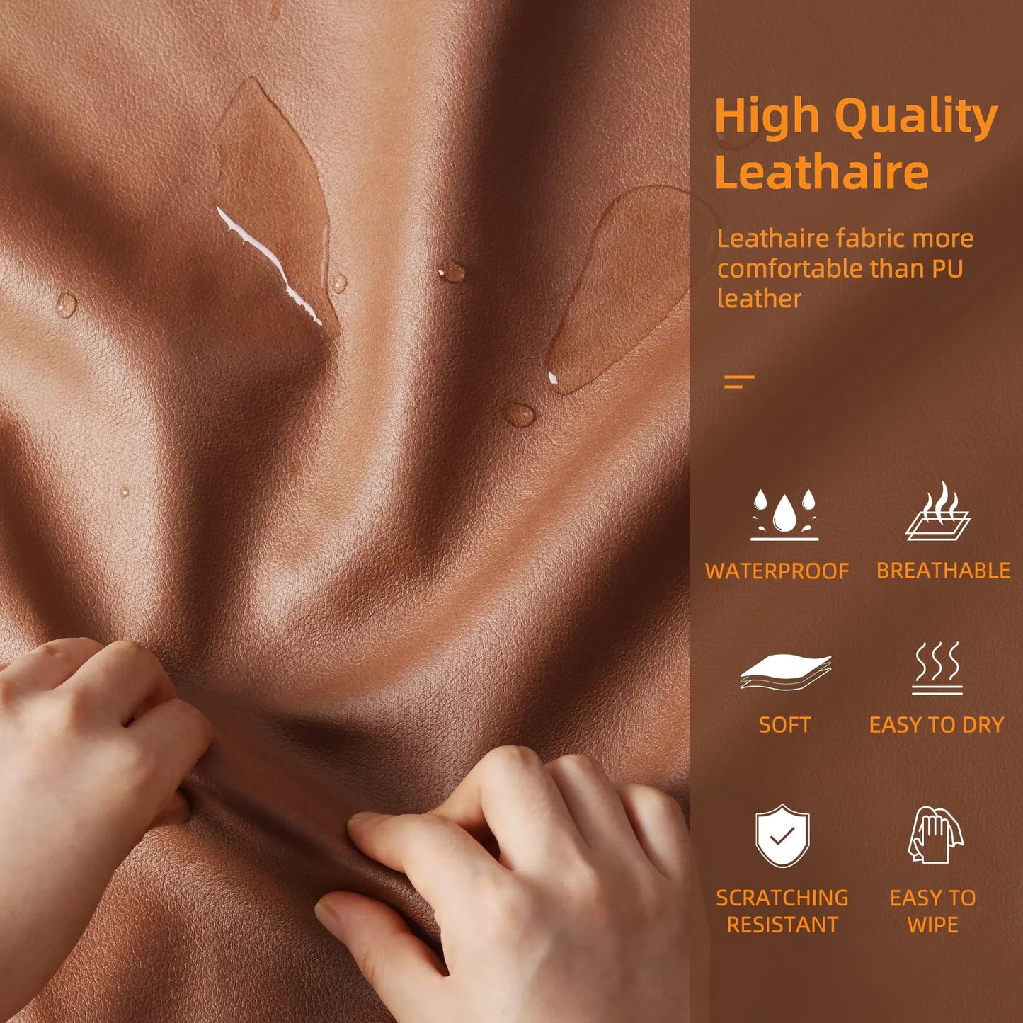 Large Leather Dog Sofa Bed with Thick Foam & Raised Design