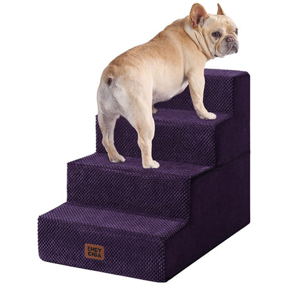 Extra Wide Dog Stairs Ramp for Bed & Couch, 3–5 Steps
