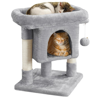 23.5" Cat Tree Tower with Condo & Sisal Scratching Posts for Kittens