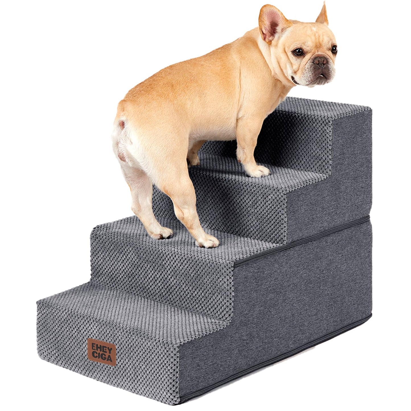 Extra Wide Dog Stairs Ramp for Bed & Couch, 3–5 Steps