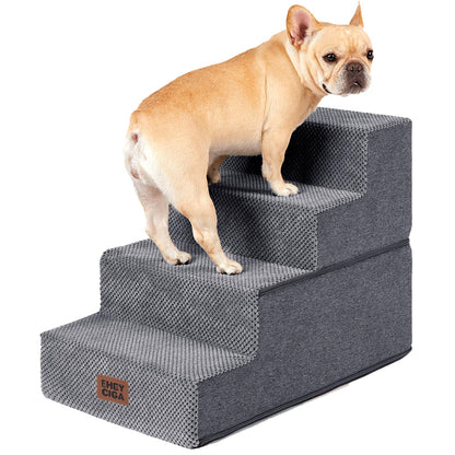 Extra Wide Dog Stairs Ramp for Bed & Couch, 3–5 Steps