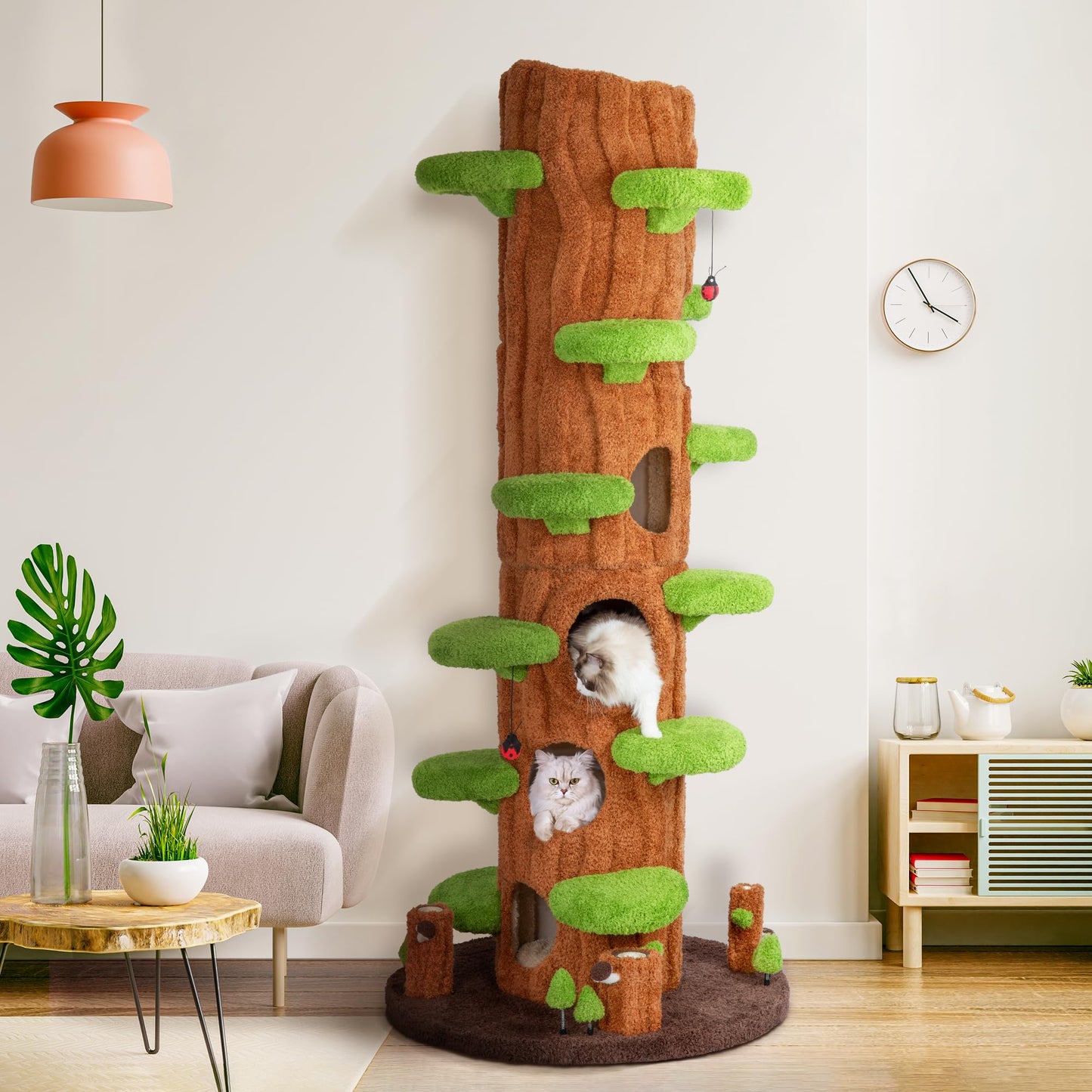 90.5" Tall Cat Tree Tower with Condo, Plush Platforms & Scratching Board