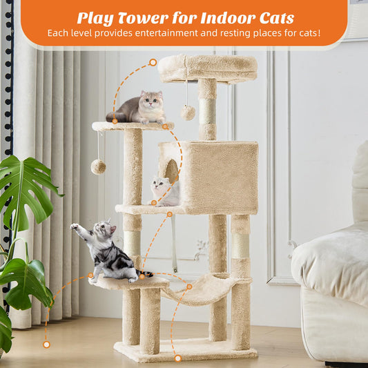 Sweetcrispy Cat Tree Tower – Multi-Level with Sisal Scratching Post