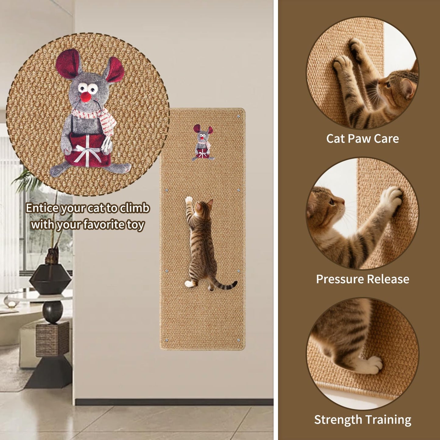 71" Cat Wall Climbing Scratch Pad for Furniture & Wall Protection