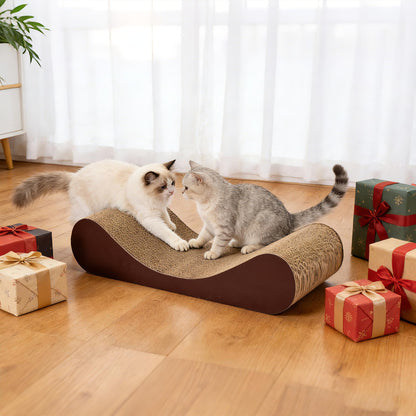 2-in-1 Cardboard Cat Scratcher Lounge Bed & Scratching Pad