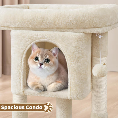 23.5" Cat Tree Tower with Condo & Sisal Scratching Posts for Kittens