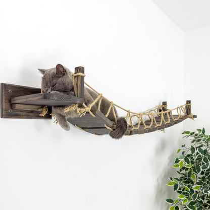 45" Cat Wall Bridge with Rope, Shelf & Hammock Climbing Set