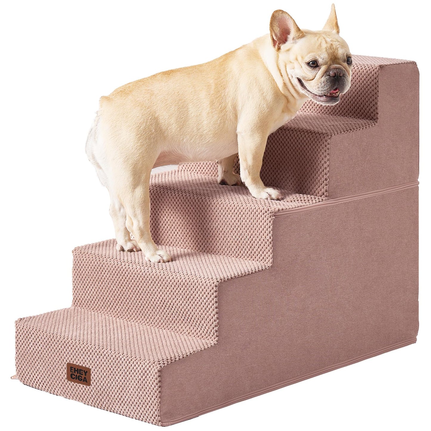 Extra Wide Dog Stairs Ramp for Bed & Couch, 3–5 Steps